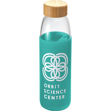 Glass bottle with bamboo lid